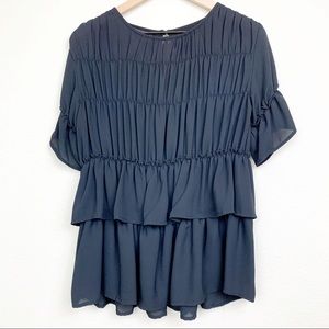 INC International Concepts Ruched Ruffle Blouse